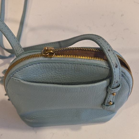 HOBO Crossbody Bag in Light Blue with Gold Accents - Picture 7 of 12